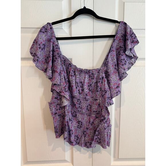Easel Lavender Floral Ruffle Blouse – NWT – Size Small (Oversized) - Picture 2 of 6
